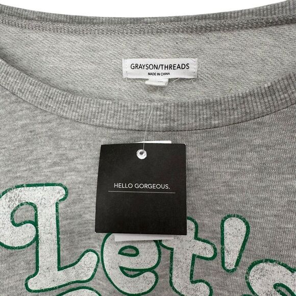 Grayson Threads St Patricks Day Cropped Sweatshirt XXL Gray Lets Day Drink Funny - Picture 5 of 9